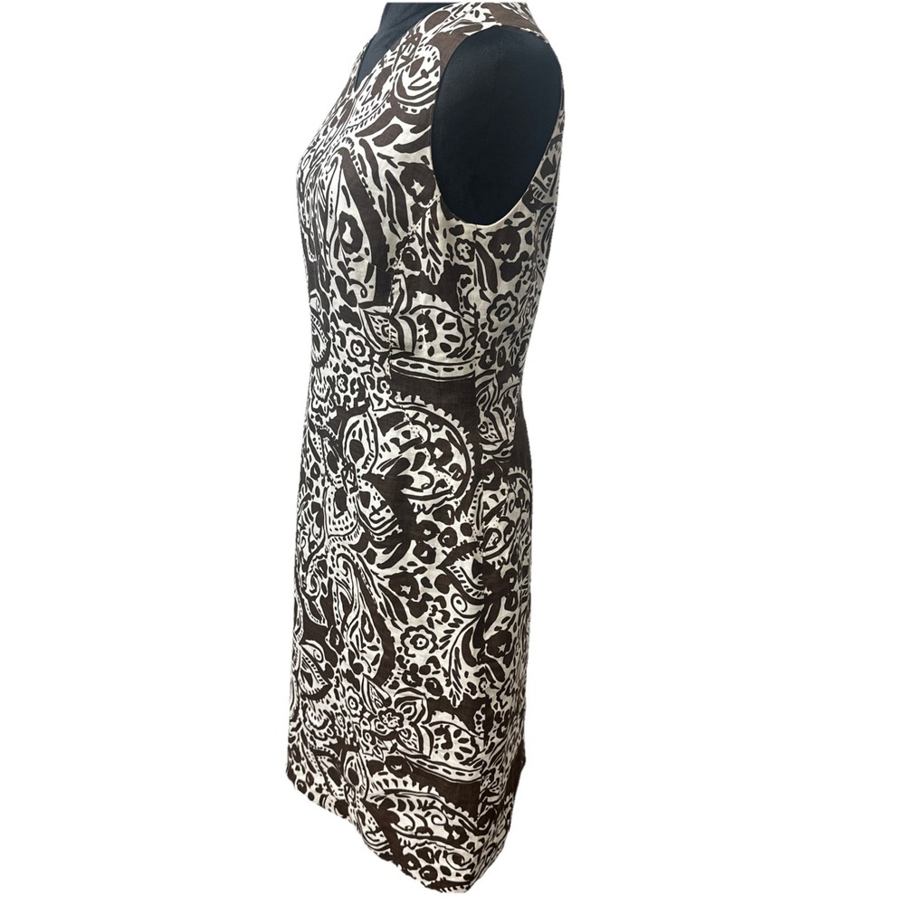 Talbots Midi Dress Women's Size 8 Paisley Sleeveless V Neck Brown White - Picture 2 of 10